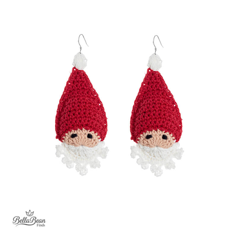 Hand-Crochet Santa Claus Earrings | Unique Christmas Gift, Festive Miniature Art