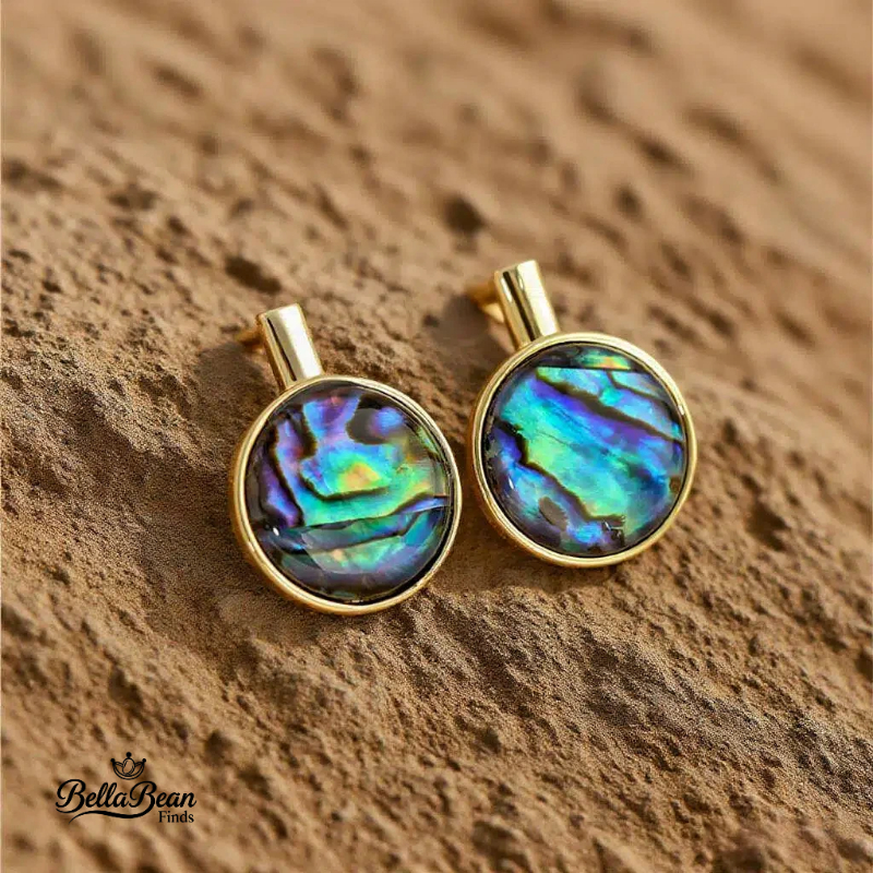 Ocean's Kaleidoscope: Handmade Abalone Shell Stud Earrings