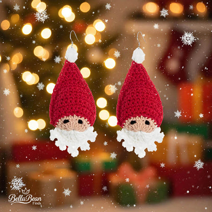 Hand-Crochet Santa Claus Earrings | Unique Christmas Gift, Festive Miniature Art