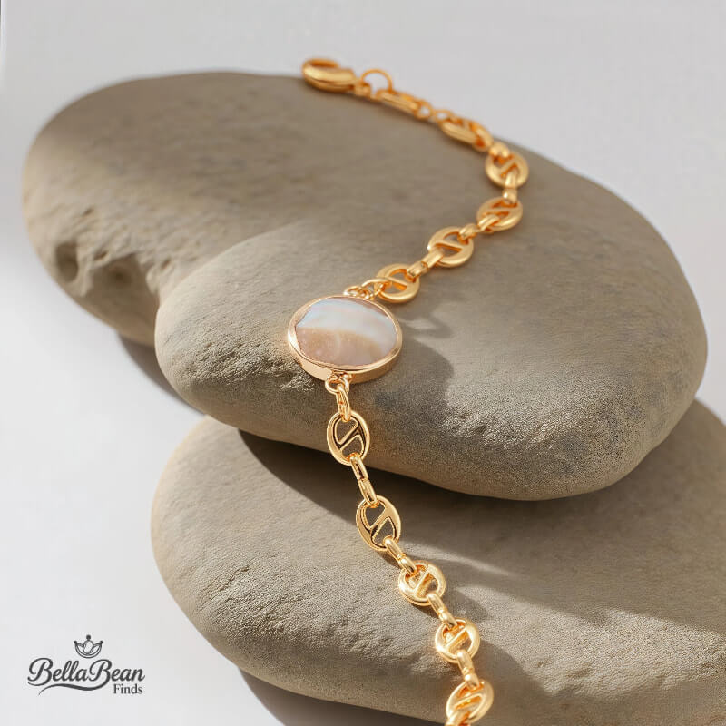 Oceanic Verses: The Anchor Link Cuff | Gilded Chain & Iridescent MOP