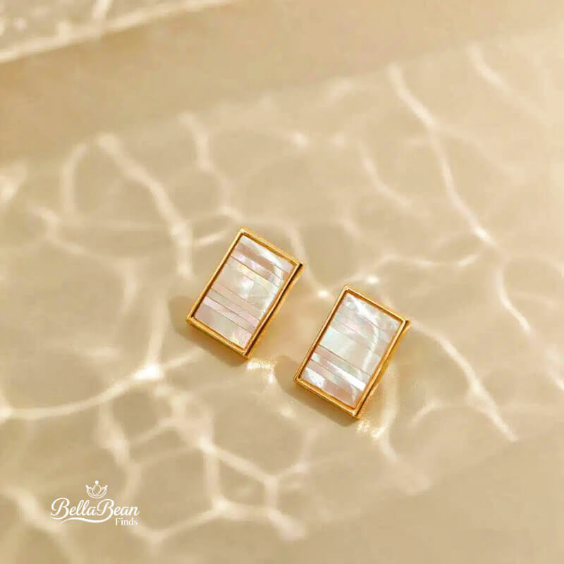 The Sonnet Stud Earrings: Hand-Inlaid White Butterfly Shell Mosaic | The Oceanic Verses Collection