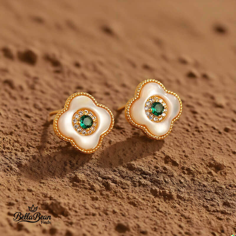 Green-Eyed Talisman: The Minimalist Clover Stud