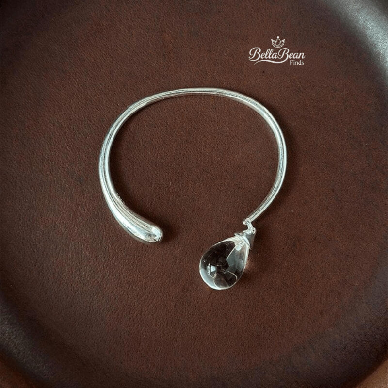The Serenity Drop | Sterling Silver & Clear Quartz Crystal Bracelet
