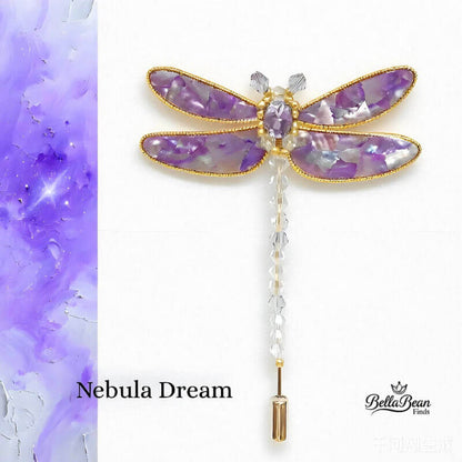 Canvas Wings: Handcrafted Mosaic Dragonfly Brooch - Mother-of-Pearl & Abalone Artistry Inspired by Oil Paintings