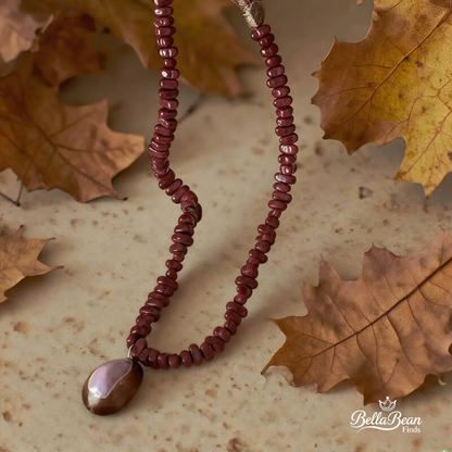 Oceanic Verses: Artisan-Crafted Sea Shell Pendant Necklace with Red Strand
