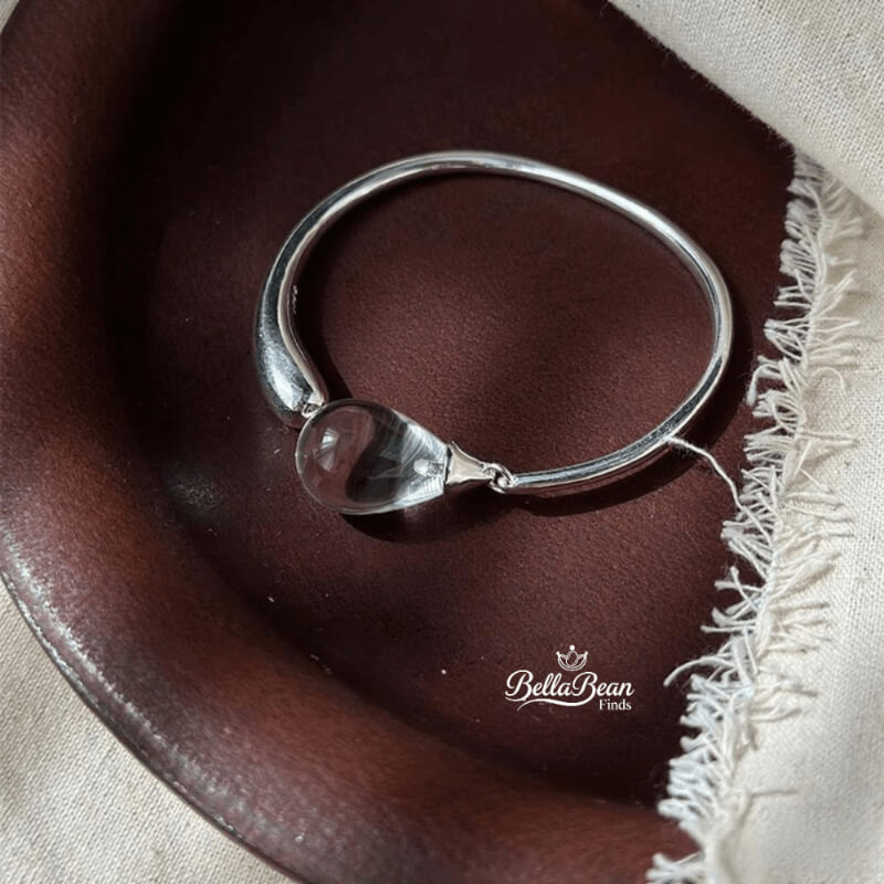 The Serenity Drop | Sterling Silver & Clear Quartz Crystal Bracelet