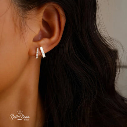 The Architectural Duo: Gold-Framed Mother-of-Pearl Stud Earrings