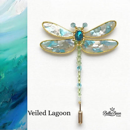 Canvas Wings: Handcrafted Mosaic Dragonfly Brooch - Mother-of-Pearl & Abalone Artistry Inspired by Oil Paintings