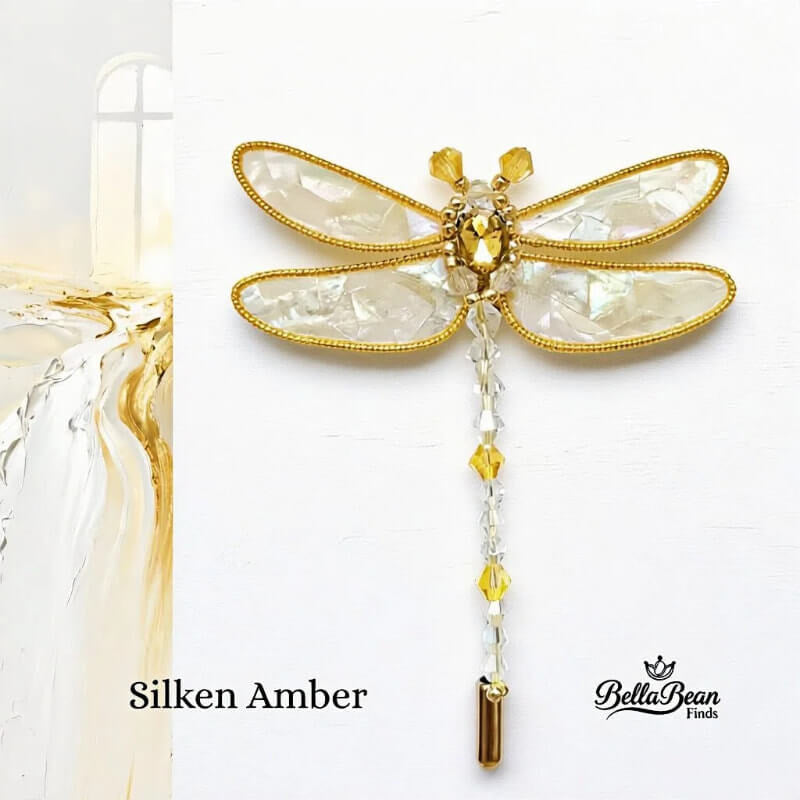 Canvas Wings: Handcrafted Mosaic Dragonfly Brooch - Mother-of-Pearl & Abalone Artistry Inspired by Oil Paintings