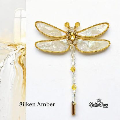 Canvas Wings: Handcrafted Mosaic Dragonfly Brooch - Mother-of-Pearl & Abalone Artistry Inspired by Oil Paintings