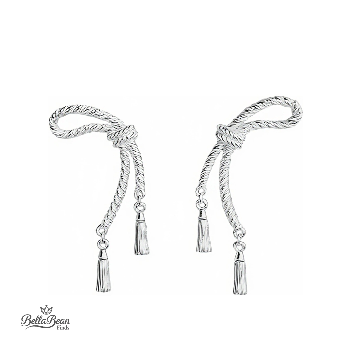 The Silver Sway: Fluid Knot & Tassel Earrings in Solid 925 Sterling Silver