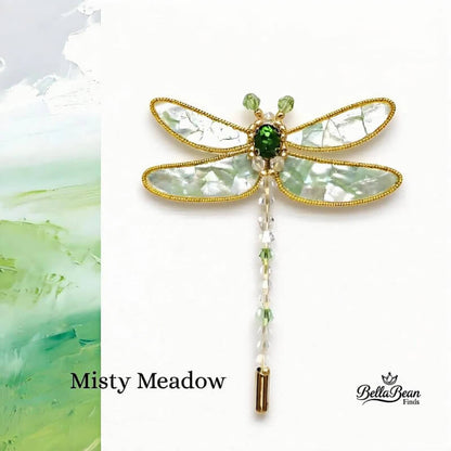 Canvas Wings: Handcrafted Mosaic Dragonfly Brooch - Mother-of-Pearl & Abalone Artistry Inspired by Oil Paintings