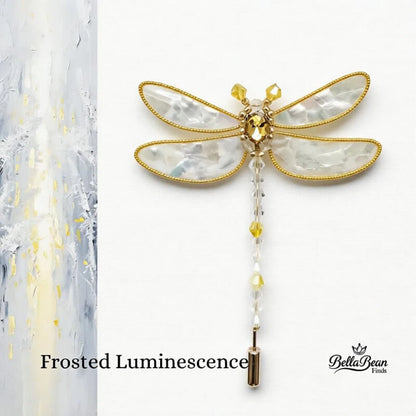 Canvas Wings: Handcrafted Mosaic Dragonfly Brooch - Mother-of-Pearl & Abalone Artistry Inspired by Oil Paintings