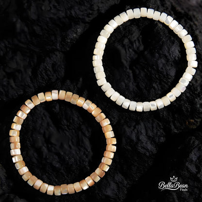 Straight Cut Shell Bracelet, Natural White Butterfly & Turban Shell | The Oceanic Verses Collection