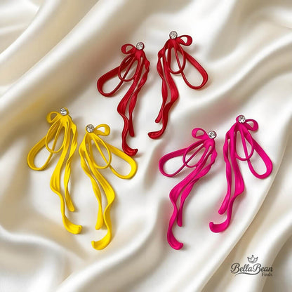 Sparkling 3D Bow Studs | Sculpted Ribbon Earrings with Rhinestones