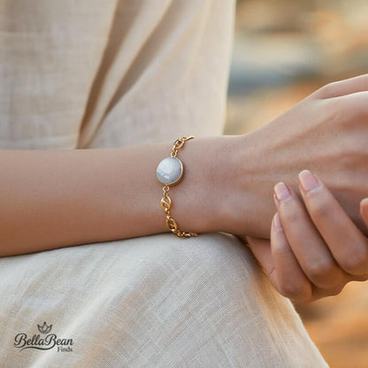 Oceanic Verses: The Anchor Link Cuff | Gilded Chain & Iridescent MOP